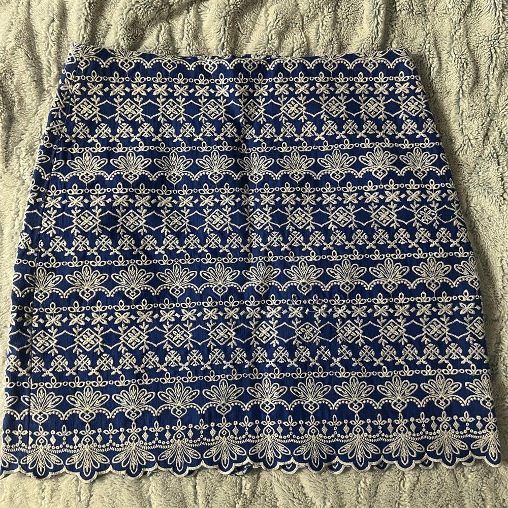 Blue and White Embroidered Skirt
